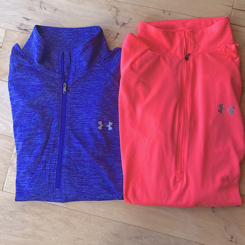 Under Armour quarter zip Heatgear pullovers. Loose fit. Size XL. Priced for both